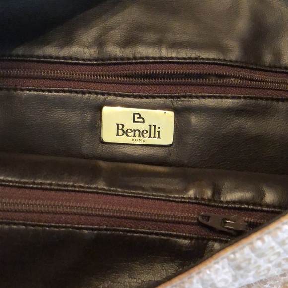 Vintage 1920’s Benelli Roma Leather ostrich stamped cross body adjustable bag - Picture 7 of 17